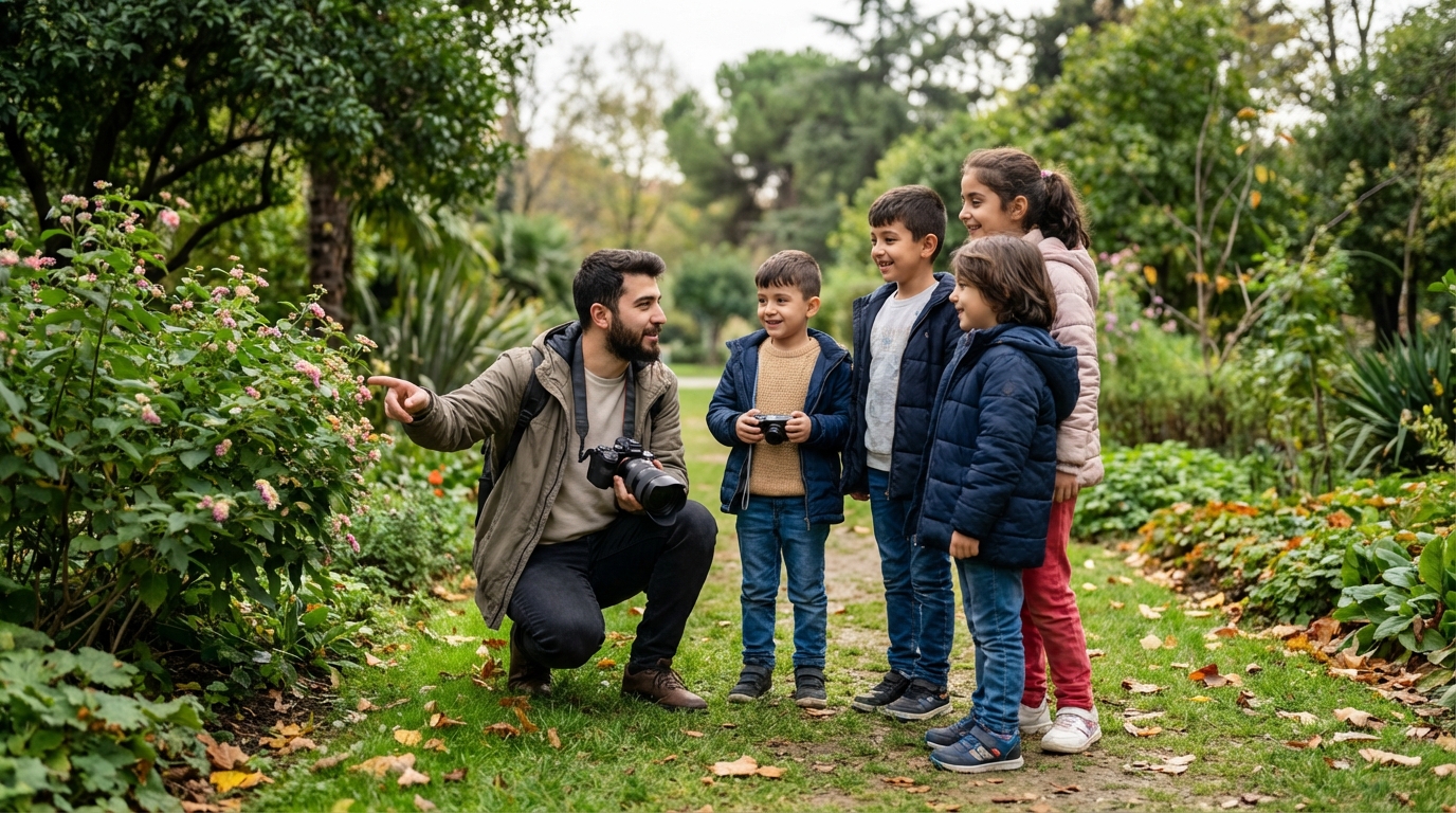 Çocuk kursları ile yaz tatilini sanatla keşfeden öğrenciler ve dinamik eğitmen kadrosu.